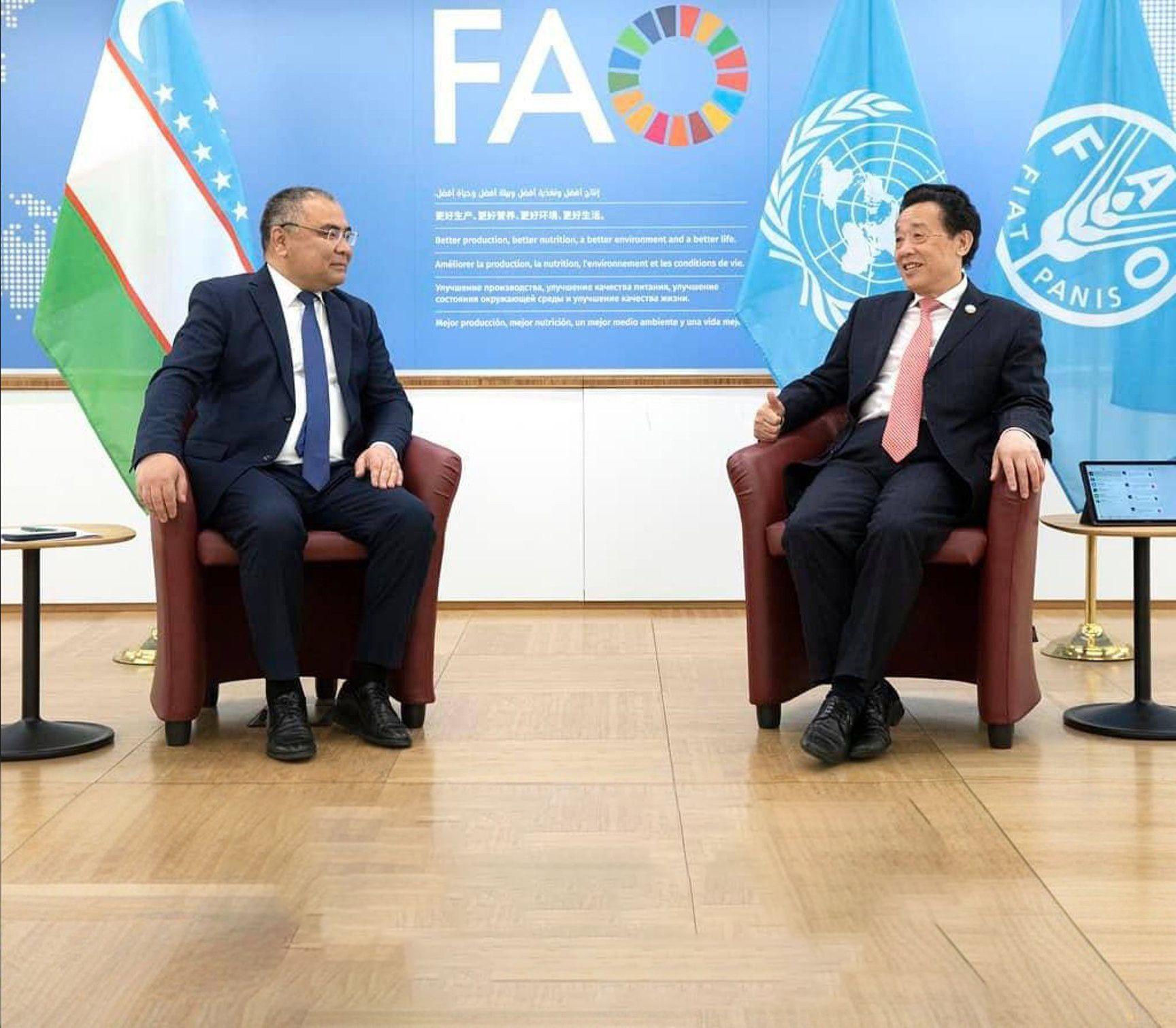 Министр сельского хозяйства Узбекистана и гендиректор ФАО провели переговоры